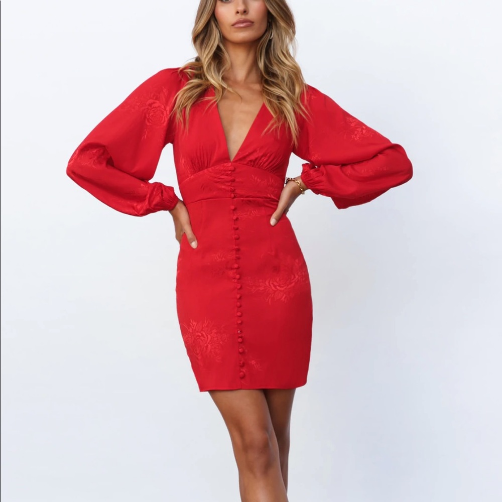 Long sleeve red mini dress